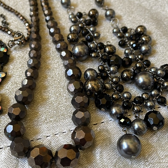 Lot of 6 fashion glass stone crystal necklaces iridescent pearly - Picture 11 of 11